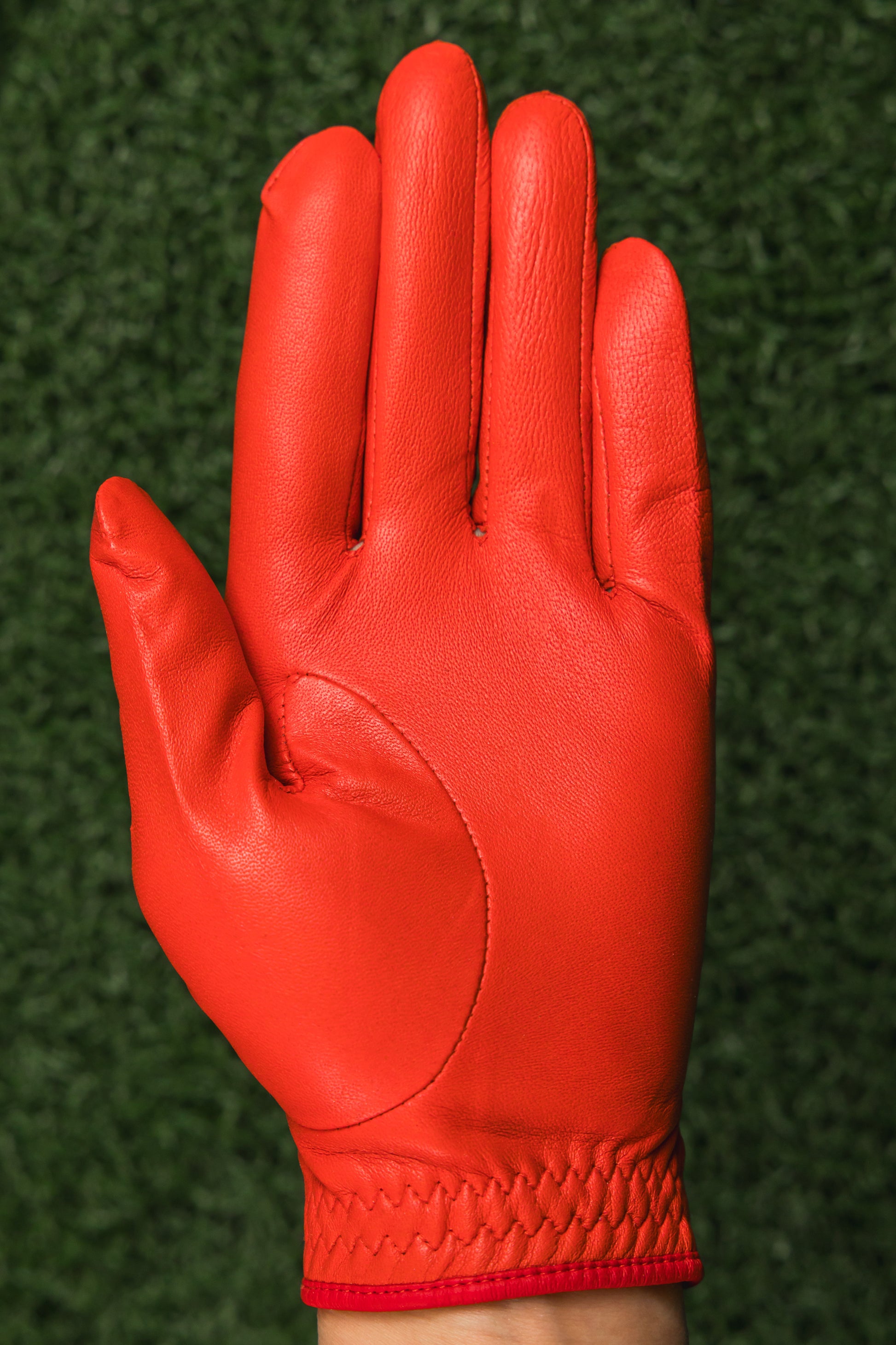 different-angle-coral-red-Cabretta-Leather-Gloves