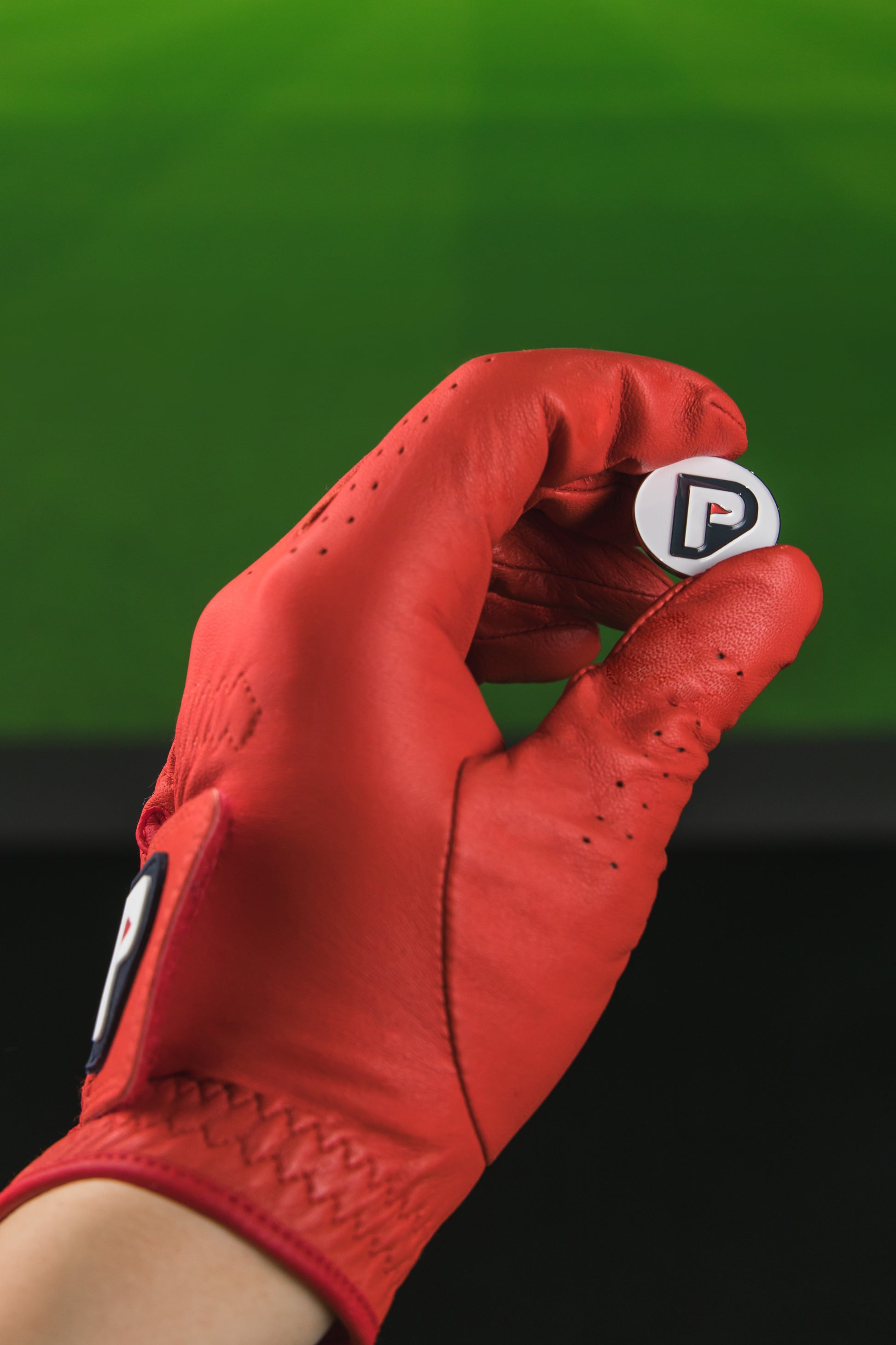 displaying-coral-red-Cabretta-Leather-Gloves