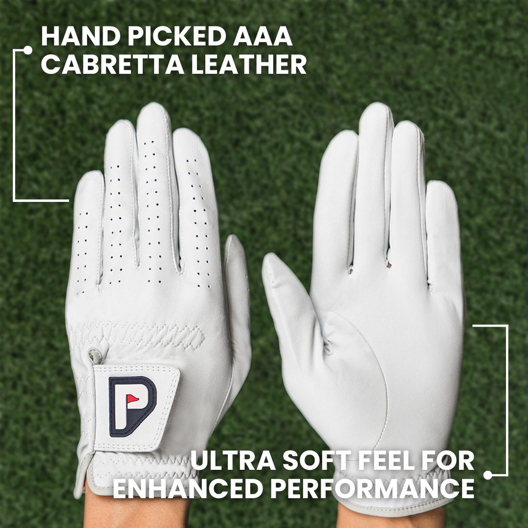 PUR3 Classic - Premium Cabretta Leather Golf Gloves - 2 Pack Pearl White