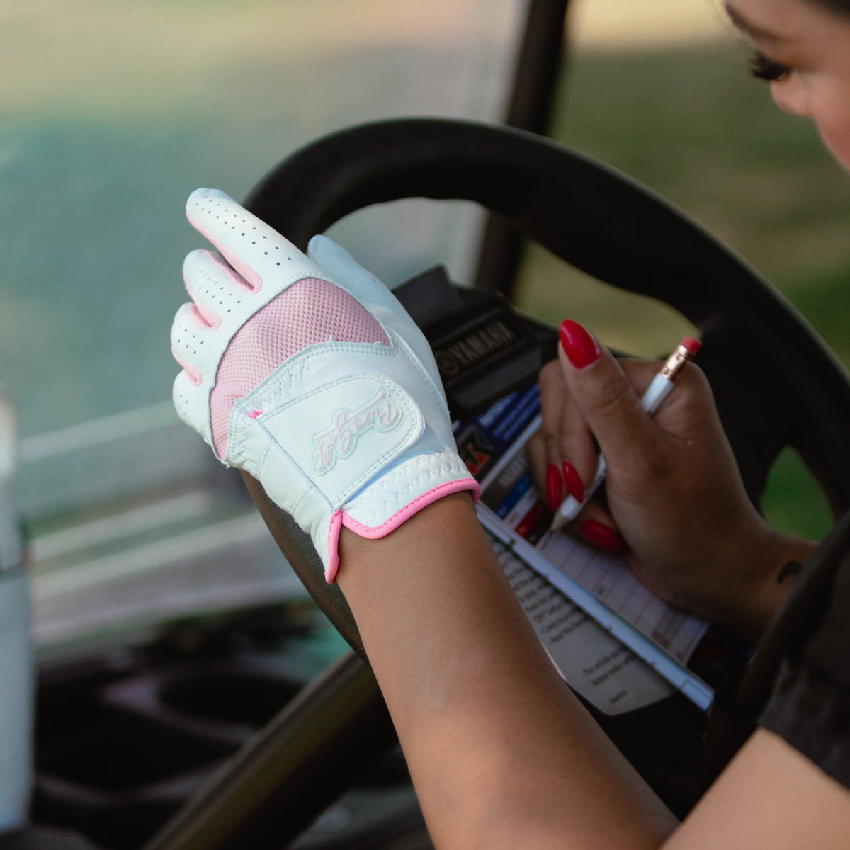 2 Pack Premium Cabretta Leather Tour Fusion Flex Glove - Pink Mesh