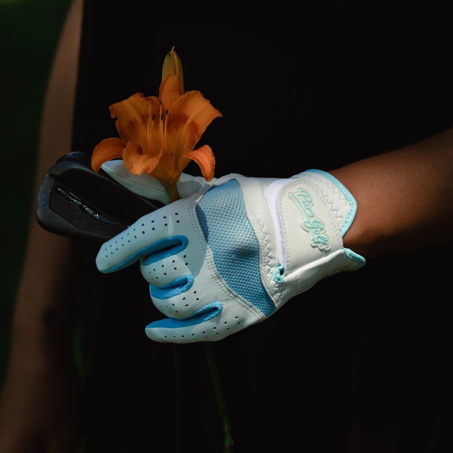 2 Pack Premium Cabretta Leather Tour Fusion Flex Glove - Carolina Blue Mesh