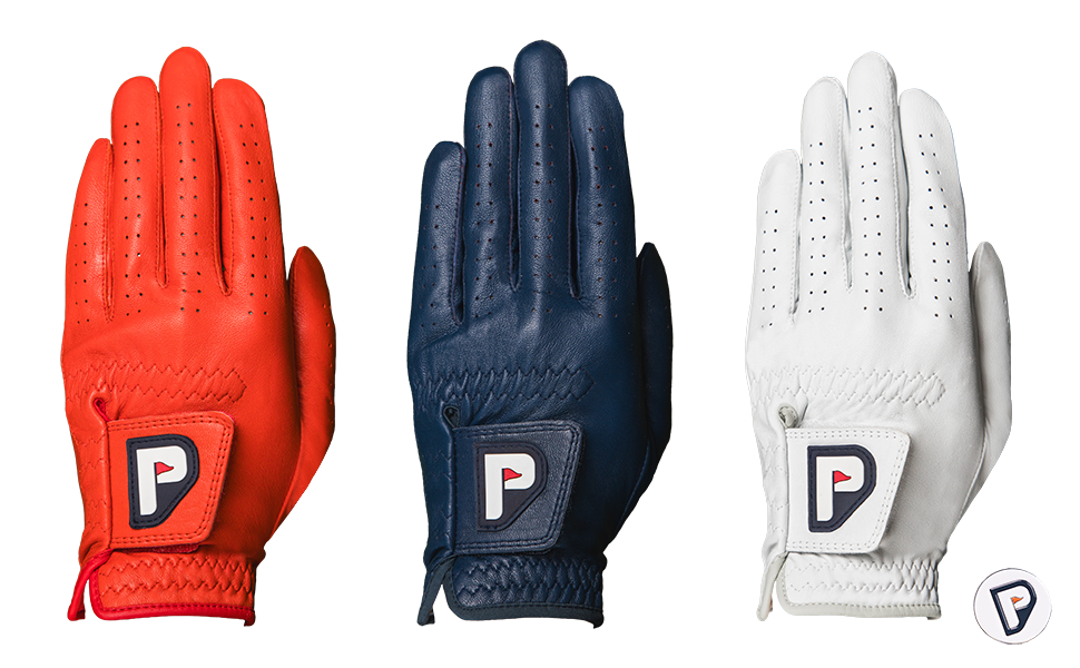 Gloves - 3-Pack, Men's Golf Gloves (Coral Red, Navy Blue and Pearl White)