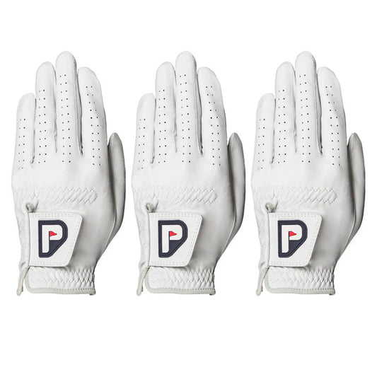 PUR3 Classic - Premium Cabretta Leather Golf Gloves - 3 Pack Pearl White