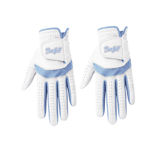 2 Pack Premium Cabretta Leather Tour Fusion Flex Glove - Carolina Blue Mesh
