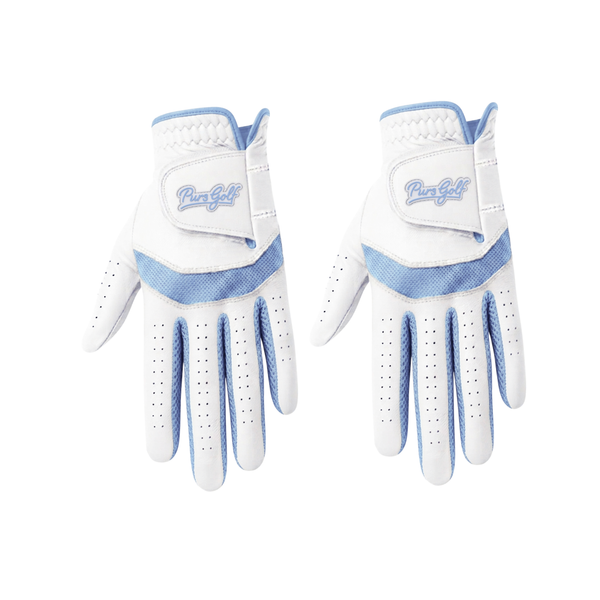 2 Pack Premium Cabretta Leather Tour Fusion Flex Glove - Carolina Blue Mesh