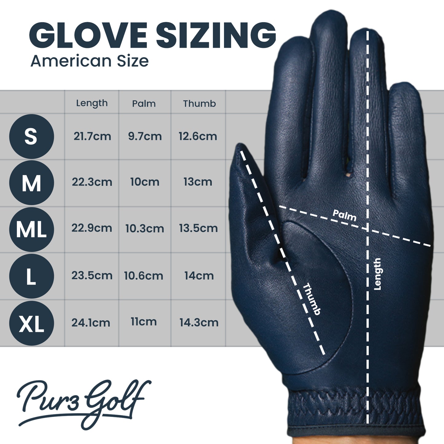 Gloves - Genuine Cabretta Leather Golf Gloves - Navy Blue