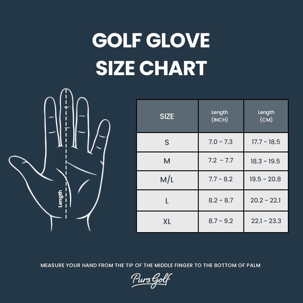 PUR3 Classic - Premium Cabretta Leather Golf Gloves - 2 Pack Pearl White